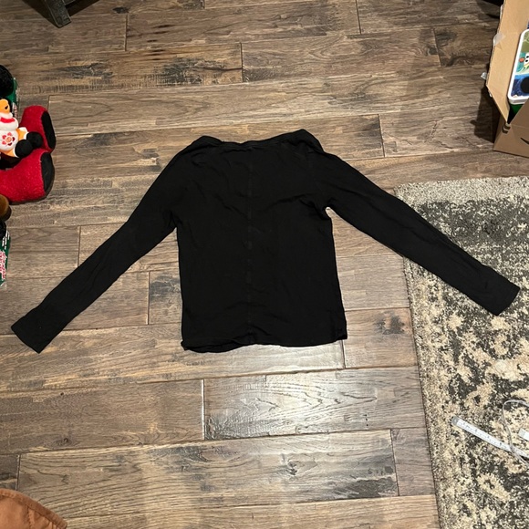 Banana Republic Black Cozy Slub Long Sleeve Slouchy Tee Size Small - Picture 3 of 4